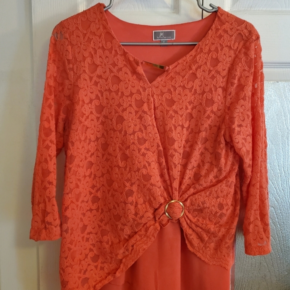 J M Collection Tops - FLAMINGO PINK LACE TOP MED..not Orange